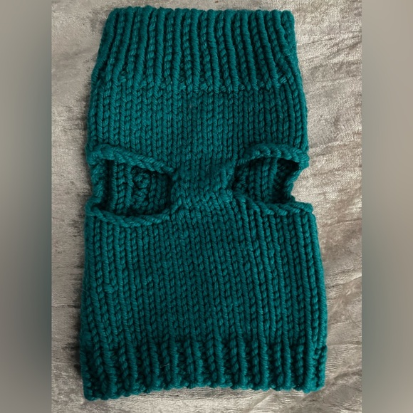 Emerald Green Cable Knit Dog & Cat Sweater | Mock Neck | Small | New - Picture 2 of 4